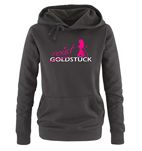 Comedy Shirts GOLDSTÜCK MISTSTÜCK - Damen Hoodie - Schwarz/Weiss-Pink Gr. XL von Comedy Shirts