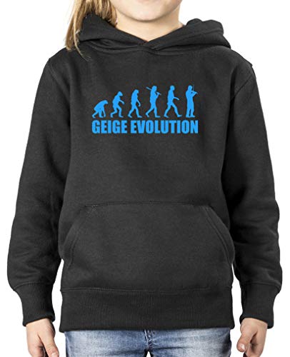 Comedy Shirts - Geige Evolution - Mädchen Hoodie - Schwarz/Blau Gr. 134/146 von Comedy Shirts