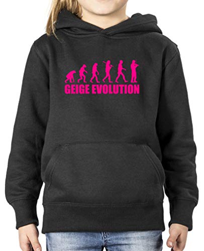 Comedy Shirts - Geige Evolution - Mädchen Hoodie - Schwarz/Pink Gr. 134/146 von Comedy Shirts