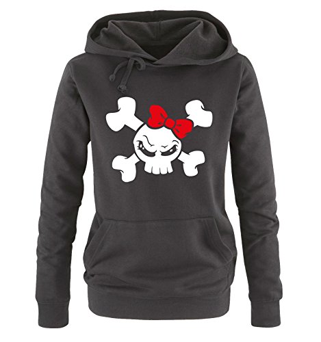 Comedy Shirts Girl Skull - Damen Hoodie - Schwarz/Weiss-Rot Gr. L von Comedy Shirts