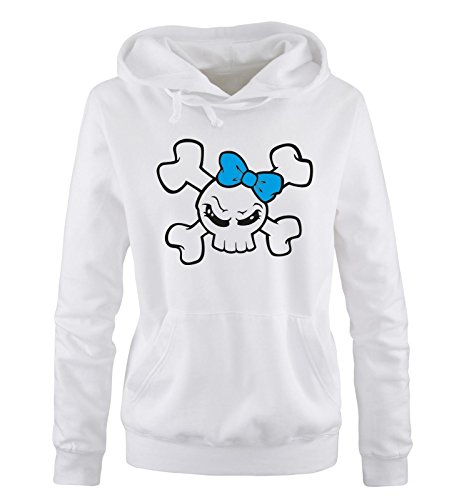 Comedy Shirts Girl Skull - Damen Hoodie - Weiss/Schwarz-Blau Gr. L von Comedy Shirts