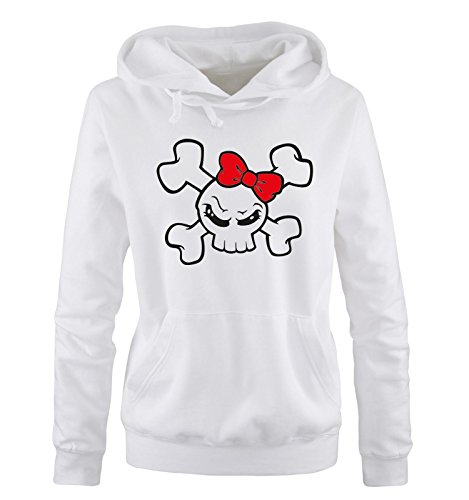 Comedy Shirts Girl Skull - Damen Hoodie - Weiss/Schwarz-Rot Gr. XL von Comedy Shirts