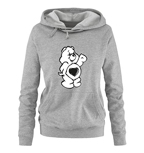 Comedy Shirts Glücksbärchi - Damen Hoodie - Grau/Schwarz-Weiss Gr. S von Comedy Shirts