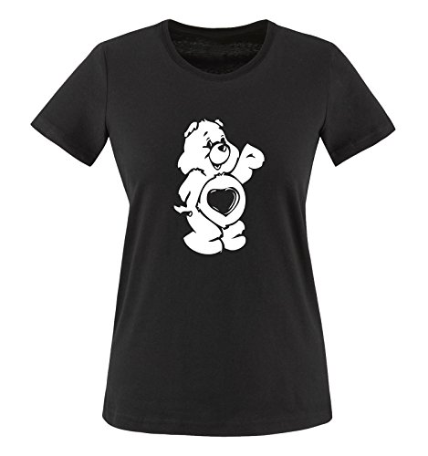 Comedy Shirts - Glücksbärchi - Damen T-Shirt - Schwarz/Weiss Gr. L von Comedy Shirts