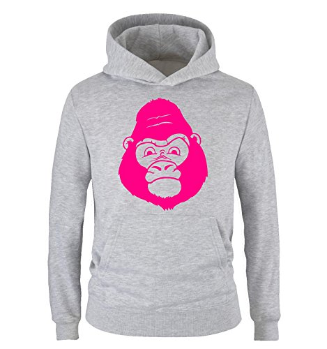 Comedy Shirts - Gorilla - Kinder Hoodie - Grau/Pink Gr. 134/146 von Comedy Shirts