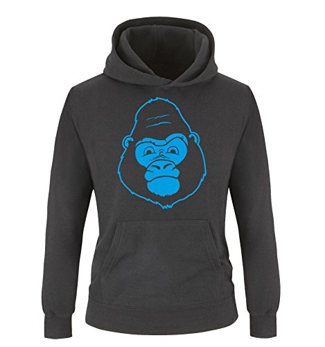 Comedy Shirts - Gorilla - Kinder Hoodie - Schwarz/Blau Gr. 110/116 von Comedy Shirts