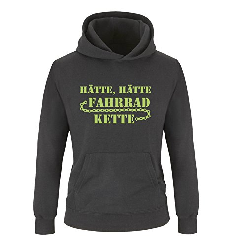 Comedy Shirts - HÄTTE HÄTTE Fahrrad Kette - Jungen Hoodie - Schwarz/Grün Gr. 152/164 von Comedy Shirts