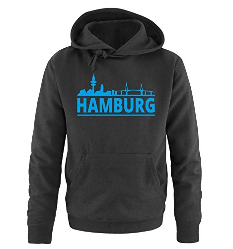 Comedy Shirts HAMBURG - SKYLINE - Herren Hoodie - Schwarz/Blau Gr. XXL von Comedy Shirts