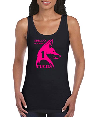 Comedy Shirts - Hallo ich Bin 1 Fuchs - Damen Tank Top - Schwarz/Pink Gr. XL von Comedy Shirts