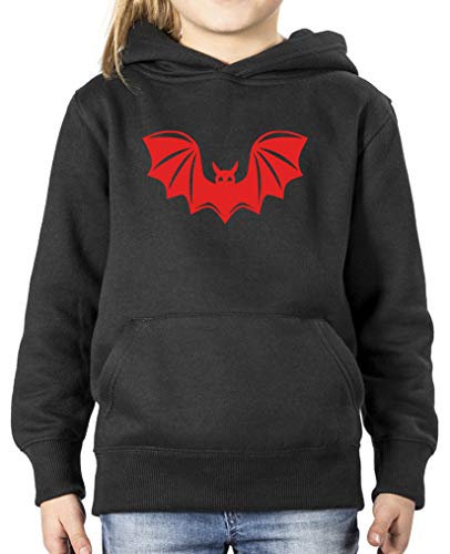 Comedy Shirts - Halloween Fledermaus - Mädchen Hoodie - Schwarz/Rot Gr. 134/146 von Comedy Shirts