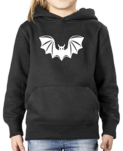 Comedy Shirts - Halloween Fledermaus - Mädchen Hoodie - Schwarz/Weiss Gr. 110/116 von Comedy Shirts