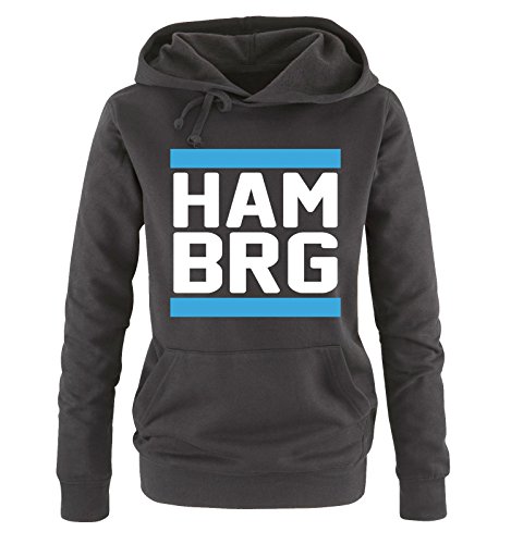 Comedy Shirts Hamburg - DIE Raute - IM Herzen - Damen Hoodie - Schwarz/Weiss-Blau Gr. S von Comedy Shirts