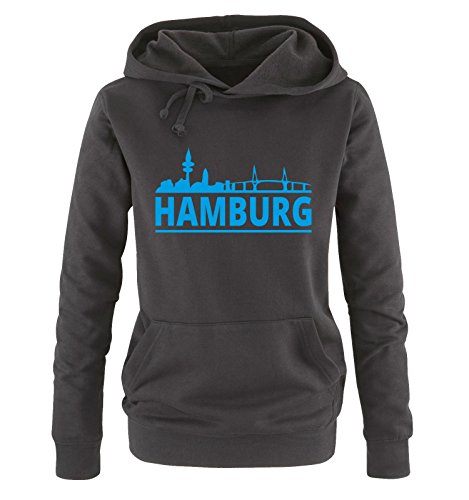 Comedy Shirts Hamburg - Skyline - Damen Hoodie - Schwarz/Blau Gr. XXL von Comedy Shirts