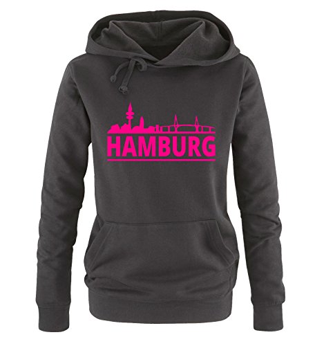 Comedy Shirts Hamburg - Skyline - Damen Hoodie - Schwarz/Pink Gr. XXL von Comedy Shirts