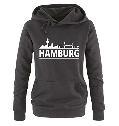 Comedy Shirts Hamburg - Skyline - Damen Hoodie - Schwarz/Weiss Gr. XL von Comedy Shirts