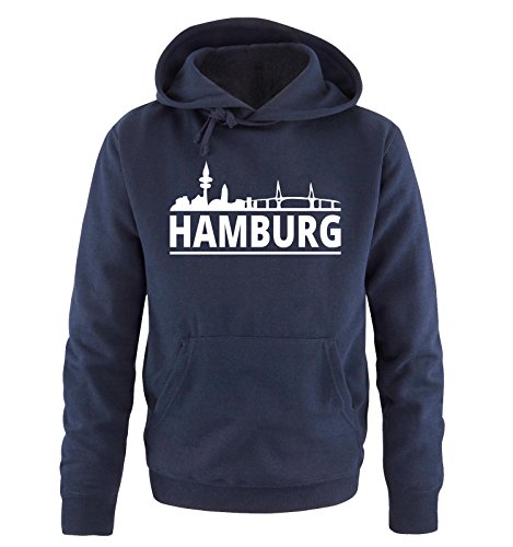 Comedy Shirts Hamburg - Skyline - Herren Hoodie - Navy/Weiss Gr. S von Comedy Shirts