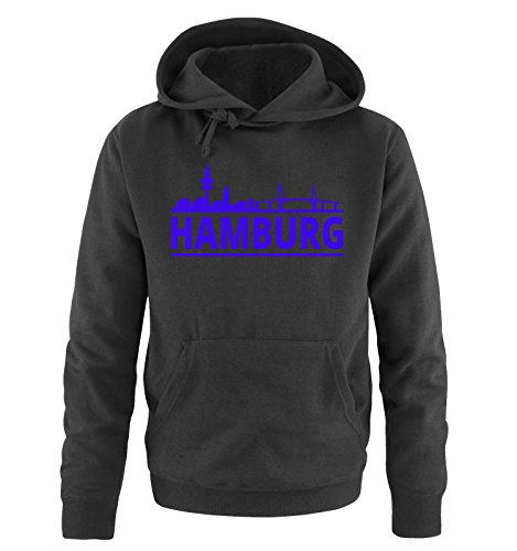 Comedy Shirts Hamburg - Skyline - Herren Hoodie - Schwarz/Royalblau Gr. L von Comedy Shirts