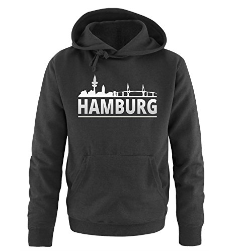 Comedy Shirts Hamburg - Skyline - Herren Hoodie - Schwarz/Silber Gr. XL von Comedy Shirts