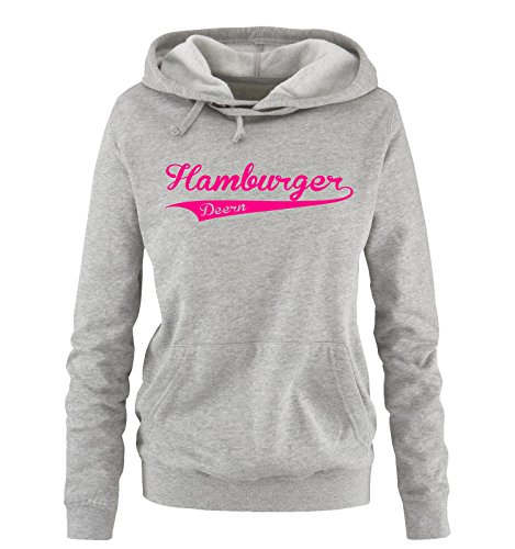 Comedy Shirts Hamburger Deern - Damen Hoodie - Grau/Pink Gr. XL von Comedy Shirts