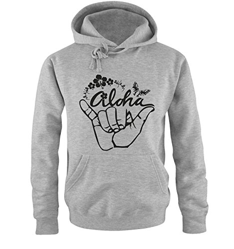 Hawaii Aloha Hang Loose - Herren Hoodie in Grau/Schwarz Gr. M von Comedy Shirts