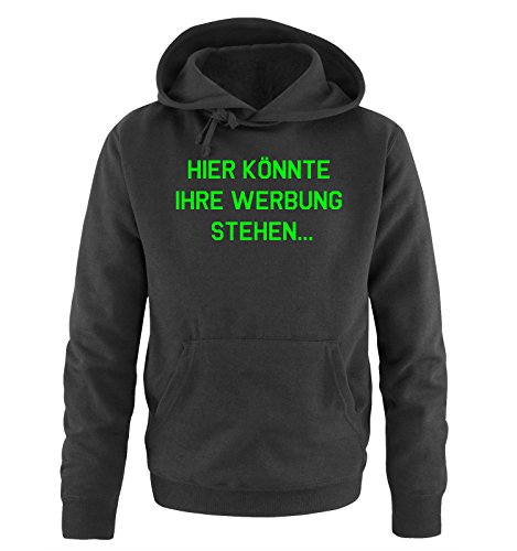 Comedy Shirts - HIER KÖNNTE IHRE Werbung Stehen... - Herren Hoodie - Schwarz/Neongrün Gr. XL von Comedy Shirts