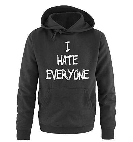 Comedy Shirts - I Hate Everyone - Herren Hoodie - Schwarz/Weiss Gr. L von Comedy Shirts