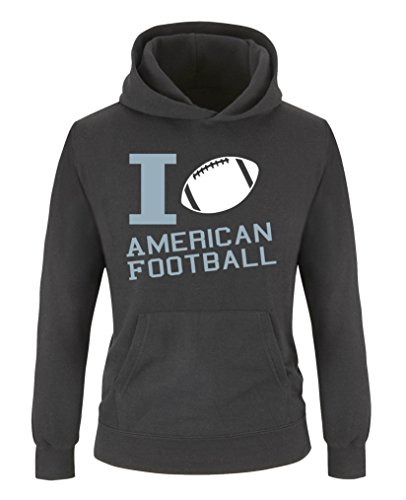 Comedy Shirts - I Love American Football - Jungen Hoodie - Schwarz/Eisblau-Weiss Gr. 152/164 von Comedy Shirts