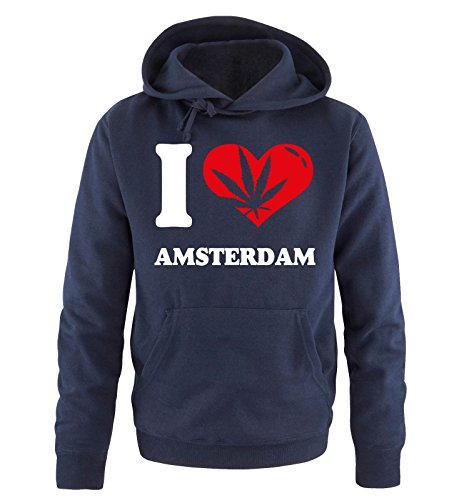 Comedy Shirts I Love Amsterdam - Herren Hoodie in Navy Gr. S von Comedy Shirts