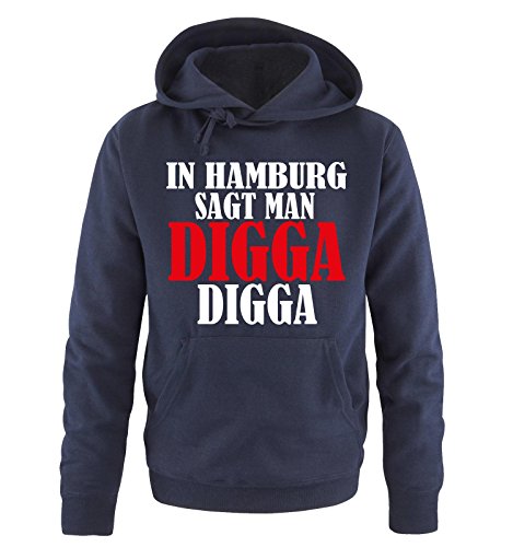 Comedy Shirts IN Hamburg SAGT Man Digga - Herren Hoodie - Navy/Weiss-Rot Gr. XXL von Comedy Shirts