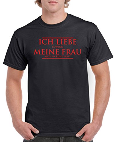 Comedy Shirts - Ich Liebe es wenn Meine Frau Mich in Ruhe lässt - Herren T-Shirt - Schwarz/Rot Gr. 3XL von Comedy Shirts