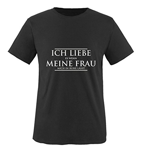 Comedy Shirts - Ich Liebe es wenn Meine Frau Mich in Ruhe lässt. - Herren T-Shirt - Schwarz/Silber Gr. XXL von Comedy Shirts