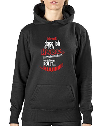 Comedy Shirts - Ich Weiss, DASS ich EIN Rad ab Habe. - Damen Hoodie - Schwarz/Weiss-Rot Gr. XL von Comedy Shirts