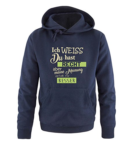 Comedy Shirts Ich Weiss du hast Recht Aber Meine Meinung gefällt Mir Besser - Herren Hoodie - Navy/Beige-Hellgrün Gr. L von Comedy Shirts