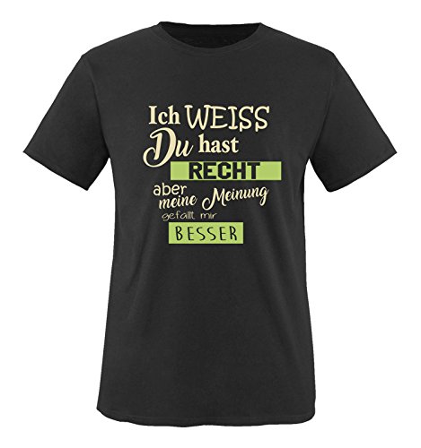 Comedy Shirts - Ich Weiss du hast Recht Aber Meine Meinung gefällt Mir Besser - Herren T-Shirt - Schwarz/Beige-Hellgrün Gr. 5XL von Comedy Shirts