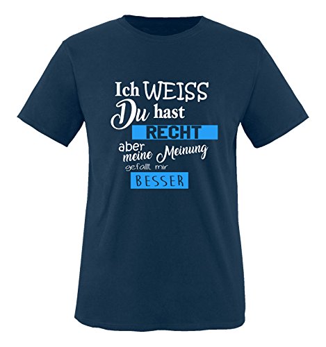 Comedy Shirts - Ich Weiss du hast Recht Aber Meine Meinung gefällt Mir Besser - Jungen T-Shirt - Navy/Weiss-Blau Gr. 152/164 von Comedy Shirts