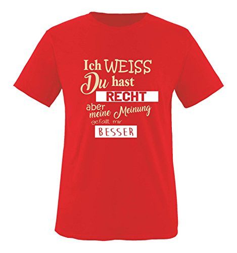 Comedy Shirts - Ich Weiss du hast Recht Aber Meine Meinung gefällt Mir Besser - Jungen T-Shirt - Rot/Beige-Weiss Gr. 152/164 von Comedy Shirts