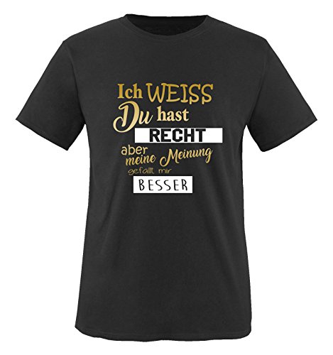 Comedy Shirts - Ich Weiss du hast Recht Aber Meine Meinung gefällt Mir Besser - Jungen T-Shirt - Schwarz/Gold-Weiss Gr. 152/164 von Comedy Shirts