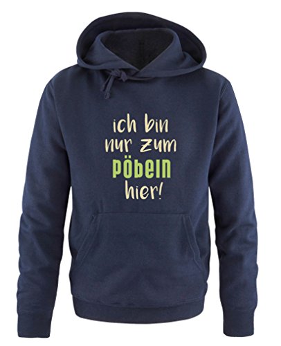 Comedy Shirts Ich Bin nur zum pöbeln Hier! - Herren Hoodie - Navy/Beige-Hellgrün Gr. M von Comedy Shirts