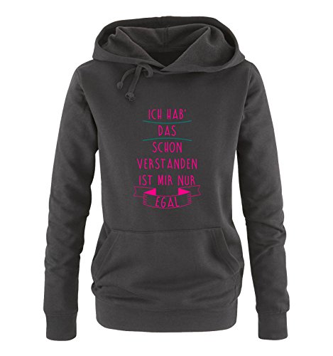 Comedy Shirts Ich hab das Schon verstanden, ist Mir nur egal. - Damen Hoodie - Schwarz/Pink-Türkis Gr. L von Comedy Shirts