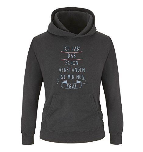 Comedy Shirts - Ich hab das Schon verstanden, ist Mir nur egal. - Mädchen Hoodie - Schwarz/Eisblau-Rosa Gr. 152 von Comedy Shirts