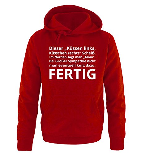 Comedy Shirts Im Norden SAGT Man Moin... - Herren Hoodie - Rot/Weiss Gr. XL von Comedy Shirts