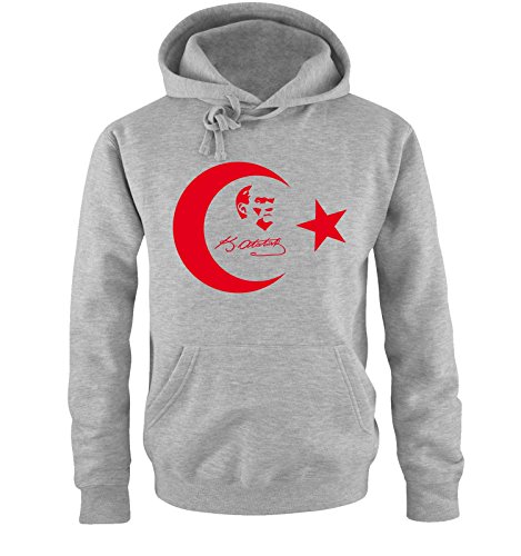 Comedy Shirts K. Atatürk - I - Herren Hoodie - Grau/Rot Gr. 3XL von Comedy Shirts