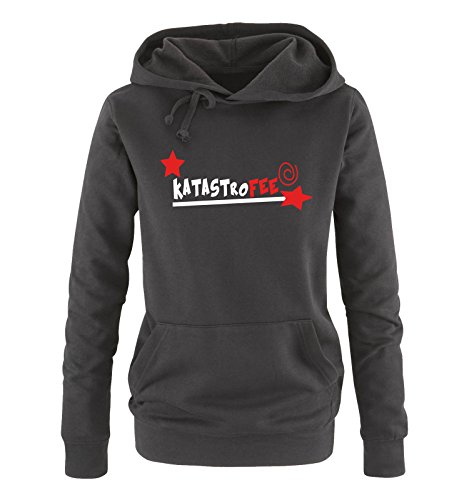 Comedy Shirts - Katastrofee - Sterne - Damen Hoodie - Schwarz/Weiss-Rot Gr. S von Comedy Shirts