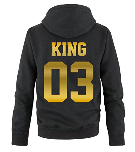 Comedy Shirts King 03 Basic - Herren Hoodie - Schwarz / Gold Gr. 5XL von Comedy Shirts