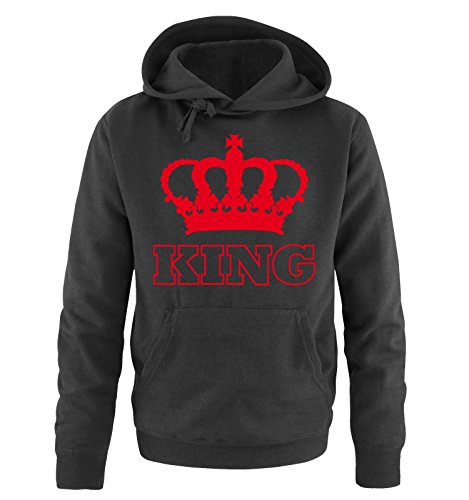 Comedy Shirts - King - Krone II - Herren Hoodie - Schwarz / Rot Gr. XL von Comedy Shirts