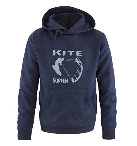 Comedy Shirts Kite SURFEN - MOTIV1 - Herren Hoodie - Navy/Eisblau Gr. S von Comedy Shirts