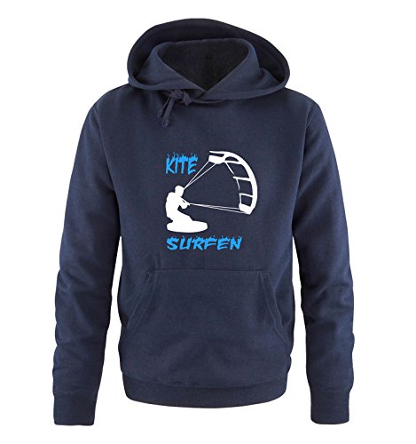 Comedy Shirts Kite Surfen - Motiv 3 - Herren Hoodie - Navy/Weiss-Blau Gr. L von Comedy Shirts