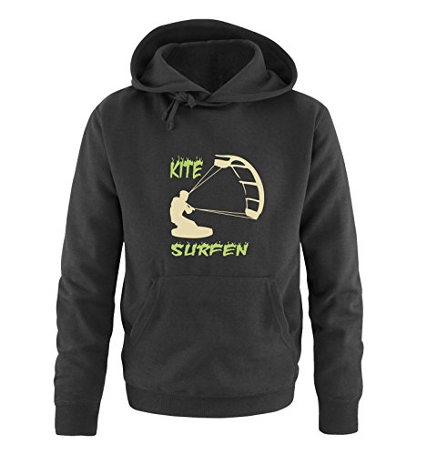 Comedy Shirts Kite Surfen - Motiv 3 - Herren Hoodie - Schwarz/Beige-Hellgrün Gr. XL von Comedy Shirts