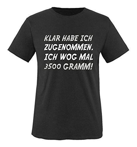 Comedy Shirts - Klar Habe ich zugenommen. Ich wog mal 3500 Gramm! - Herren T-Shirt - Schwarz/Silber Gr. 5XL von Comedy Shirts