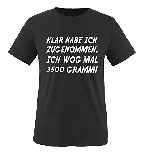 Comedy Shirts - Klar Habe ich zugenommen. Ich wog mal 3500 Gramm! - Herren T-Shirt - Schwarz/Weiss Gr. 4XL von Comedy Shirts